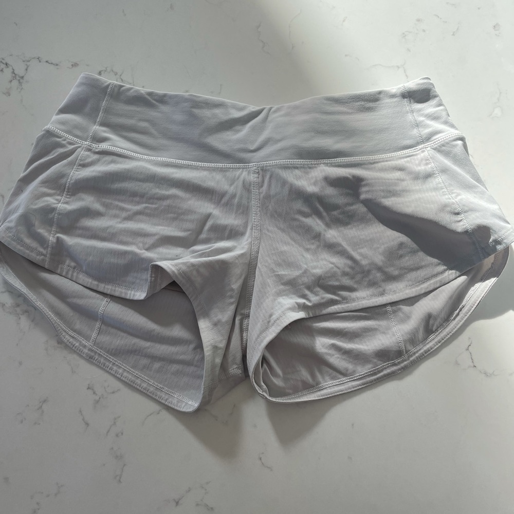white lululemon speed up shorts